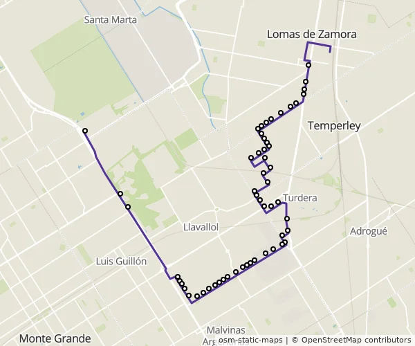 Mapa do itinerário da linha