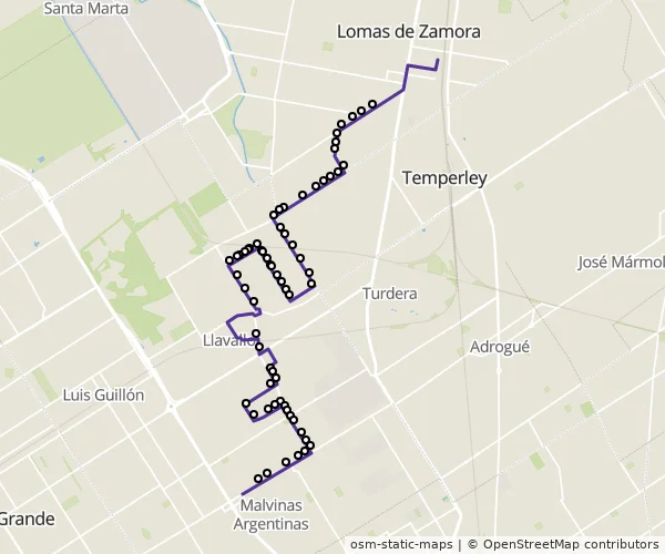 Mapa do itinerário da linha