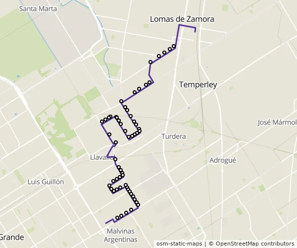 Mapa do itinerário da linha