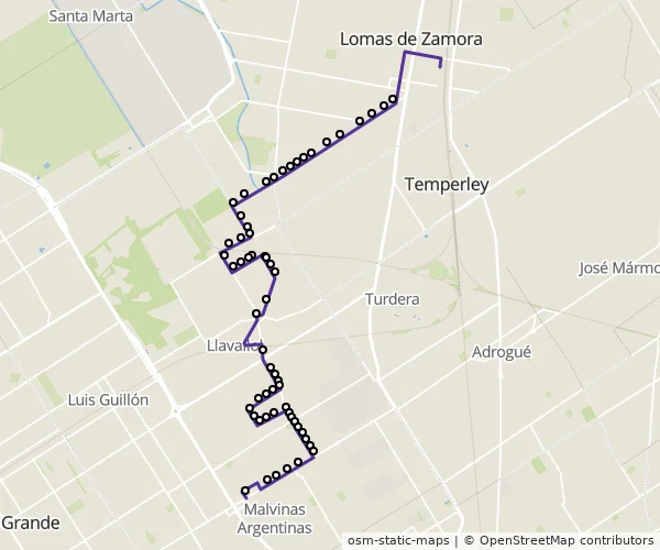 Mapa do itinerário da linha