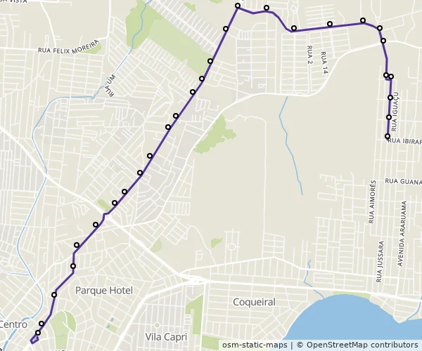Mapa do itinerário da linha