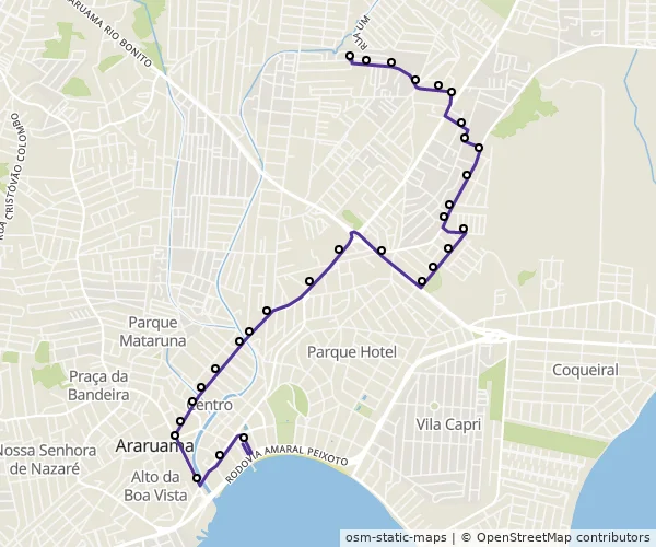 Mapa do itinerário da linha