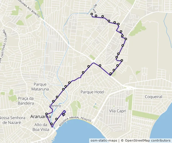 Mapa do itinerário da linha