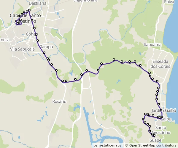 Mapa do itinerário da linha