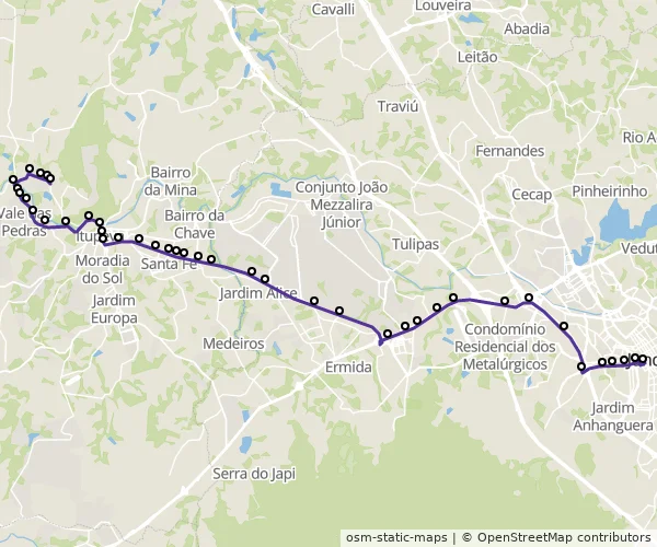 Mapa do itinerário da linha