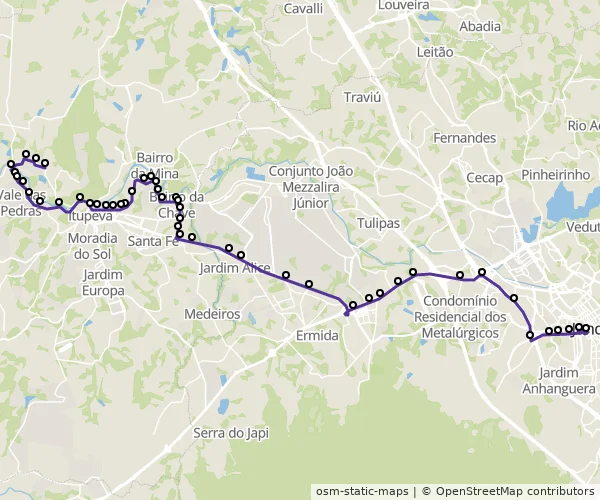 Mapa do itinerário da linha