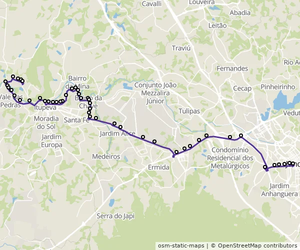 Mapa do itinerário da linha