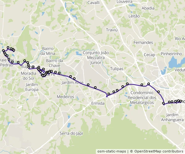 Mapa do itinerário da linha
