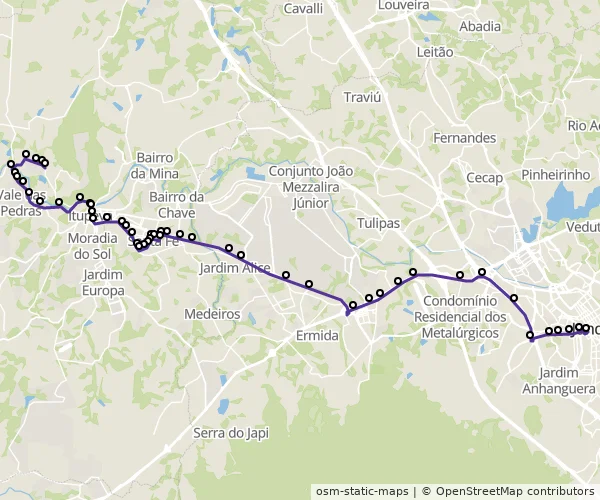 Mapa do itinerário da linha