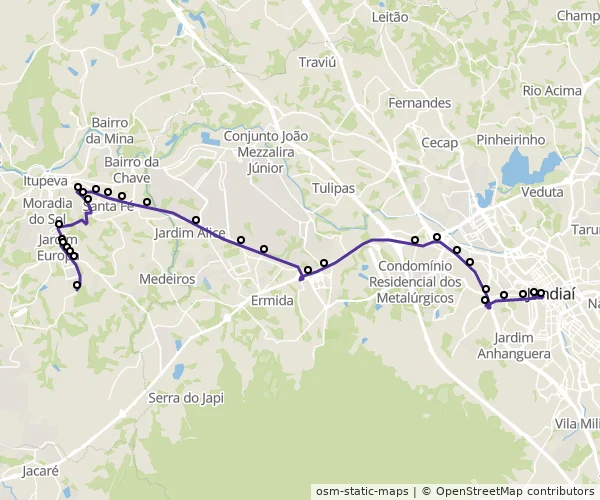 Mapa do itinerário da linha