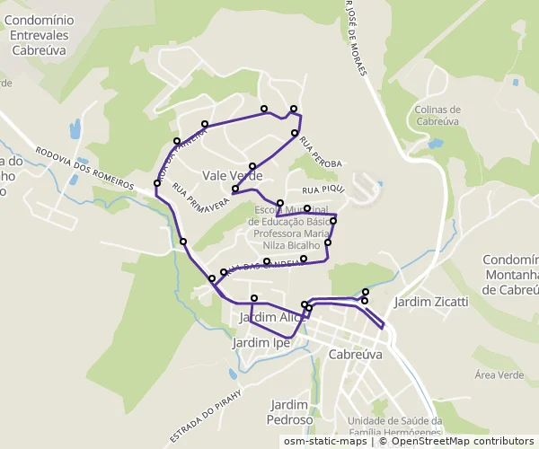 Mapa do itinerário da linha