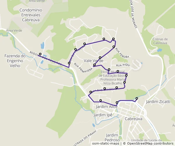 Mapa do itinerário da linha