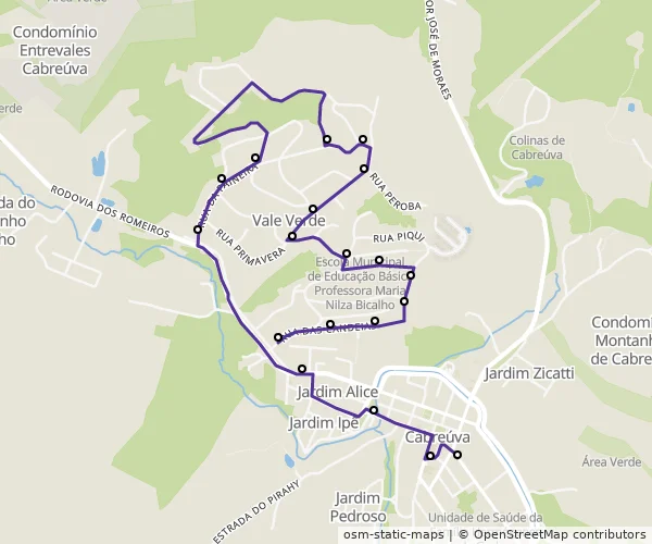 Mapa do itinerário da linha