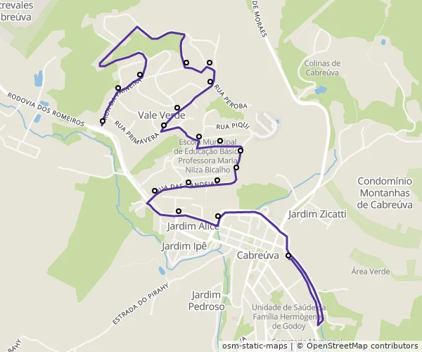 Mapa do itinerário da linha