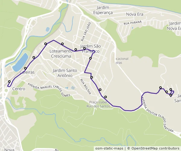 Mapa do itinerário da linha