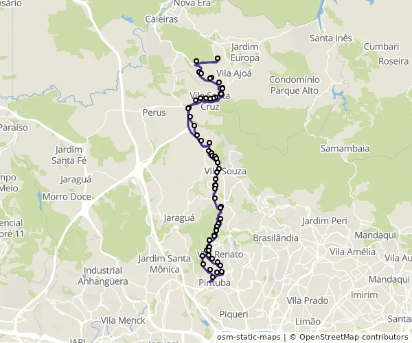Mapa do itinerário da linha