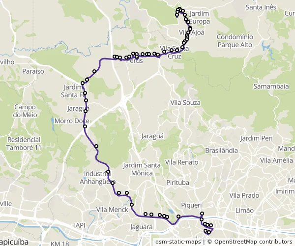Mapa do itinerário da linha