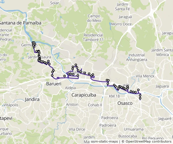 Mapa do itinerário da linha