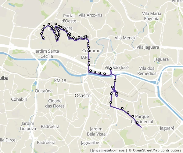 Mapa do itinerário da linha