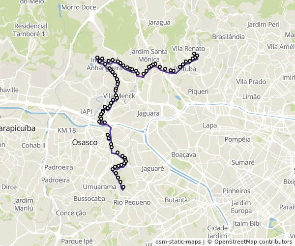 Mapa do itinerário da linha