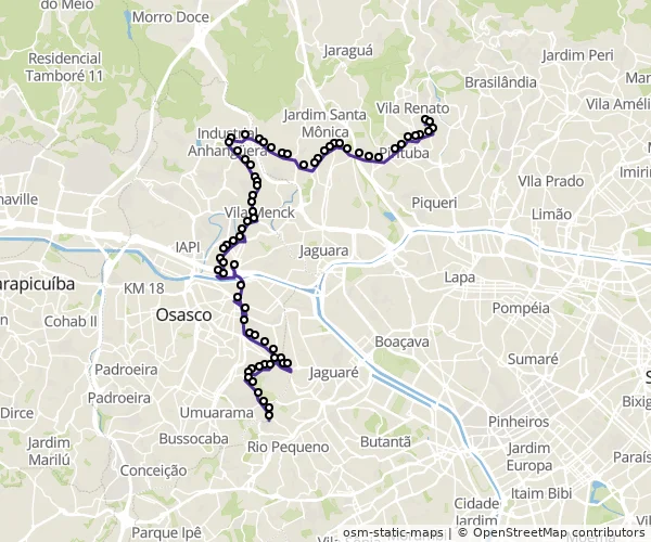Mapa do itinerário da linha