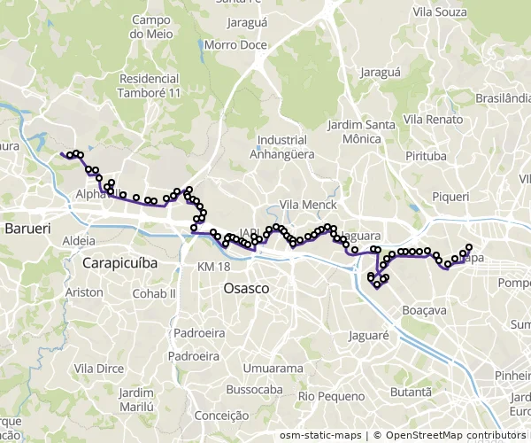 Mapa do itinerário da linha