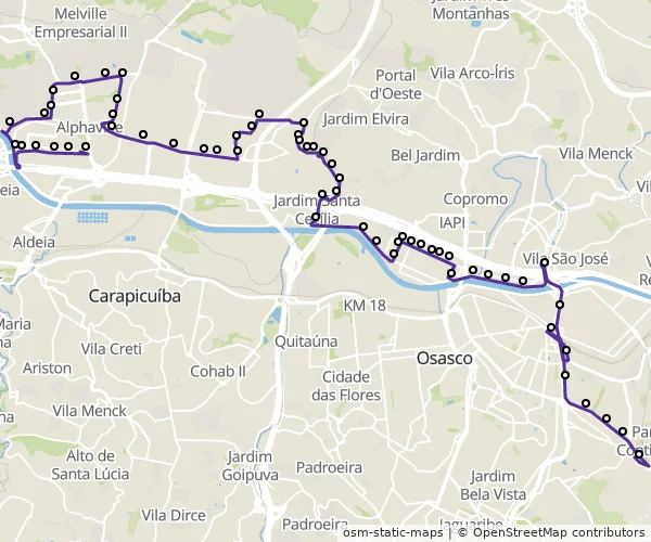 Mapa do itinerário da linha