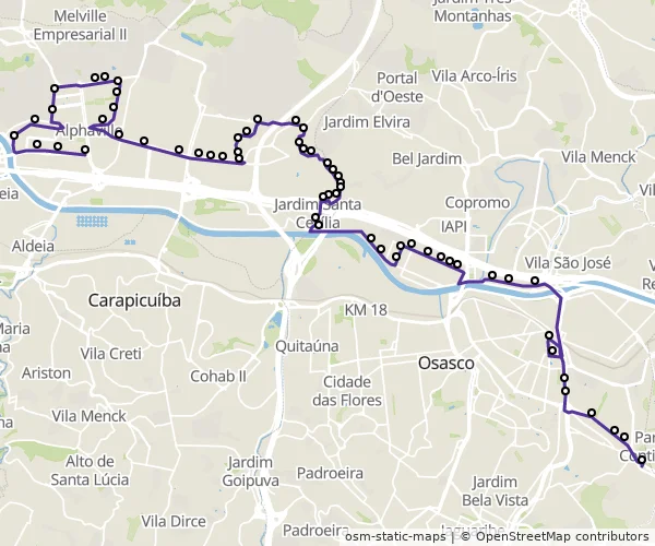 Mapa do itinerário da linha