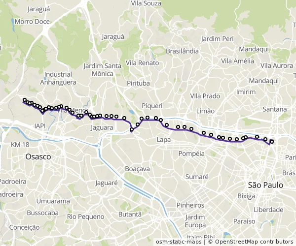 Mapa do itinerário da linha