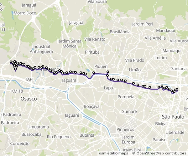Mapa do itinerário da linha