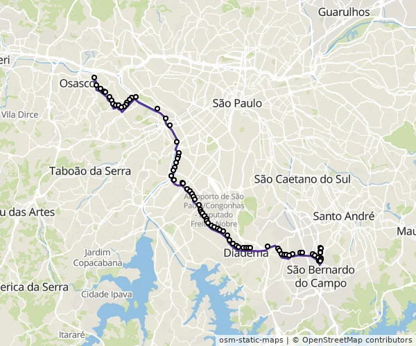 Mapa do itinerário da linha