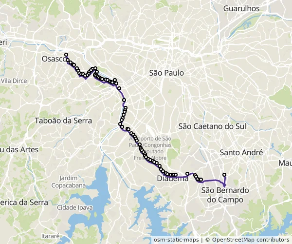 Mapa do itinerário da linha