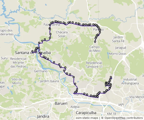 Mapa do itinerário da linha