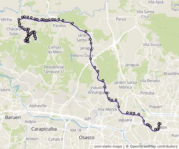 Mapa do itinerário da linha