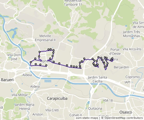 Mapa do itinerário da linha