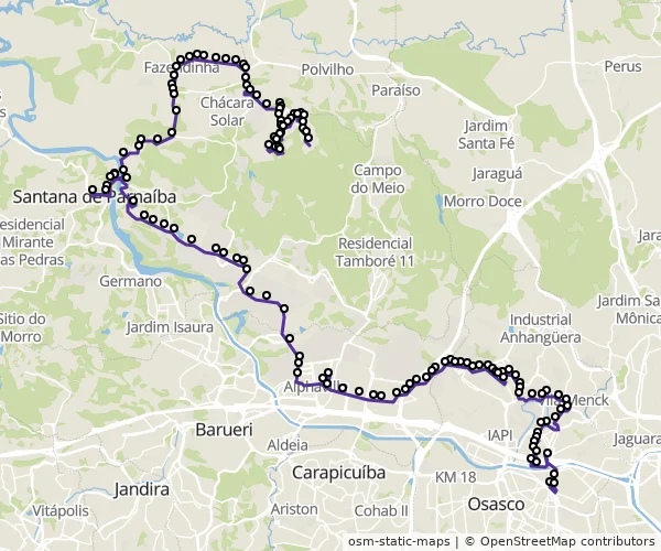 Mapa do itinerário da linha
