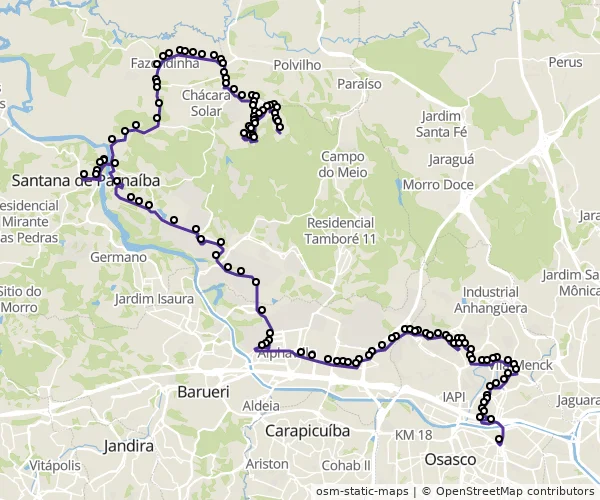 Mapa do itinerário da linha