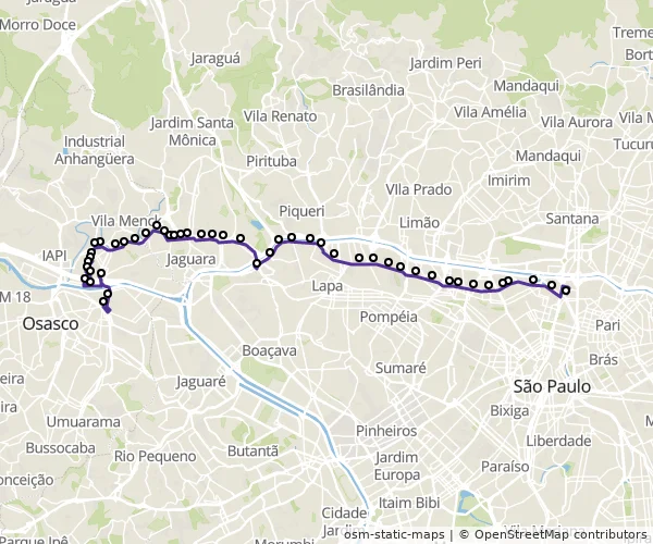 Mapa do itinerário da linha