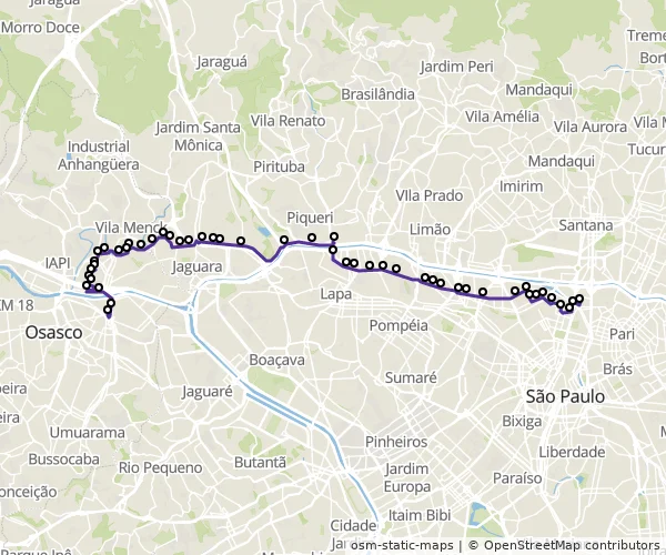 Mapa do itinerário da linha