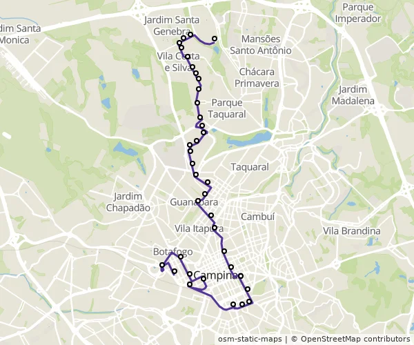 Mapa do itinerário da linha