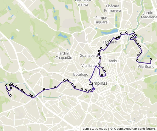 Mapa do itinerário da linha