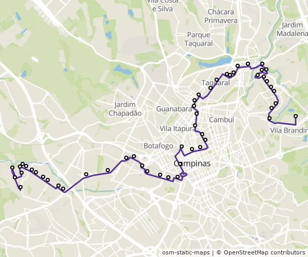 Mapa do itinerário da linha
