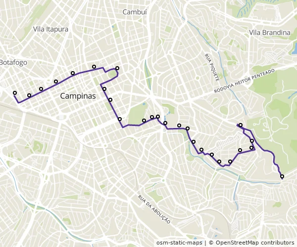 Mapa do itinerário da linha