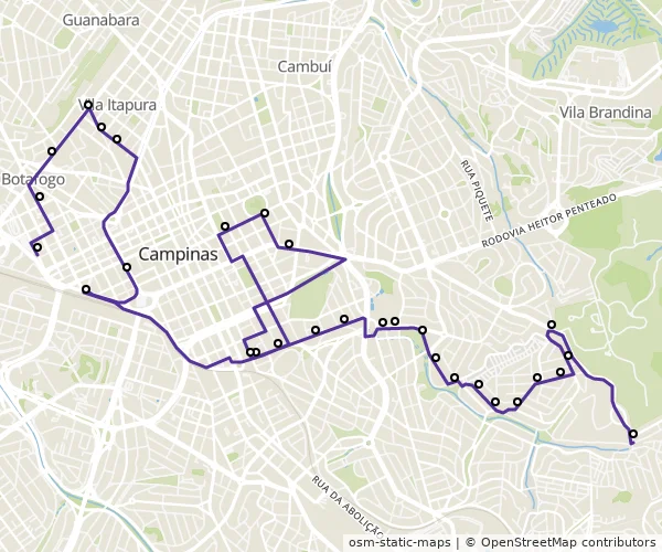 Mapa do itinerário da linha