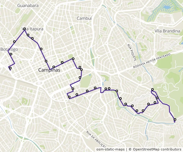 Mapa do itinerário da linha