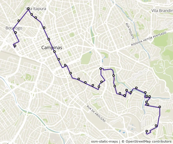 Mapa do itinerário da linha