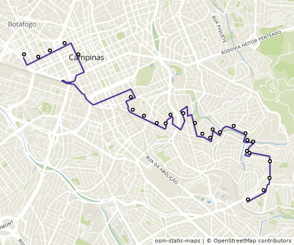 Mapa do itinerário da linha