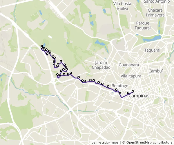 Mapa do itinerário da linha