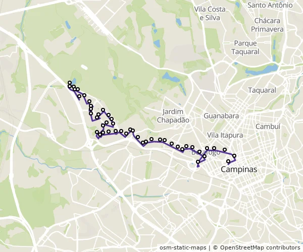 Mapa do itinerário da linha