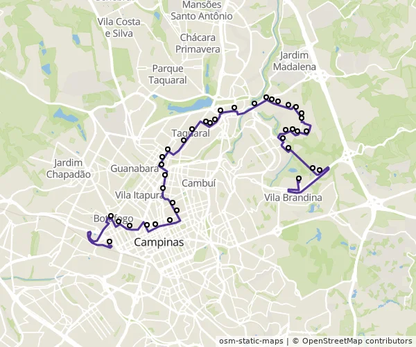 Mapa do itinerário da linha